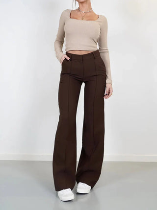 Emryn - Slim Fit Pants with Flared Pipes