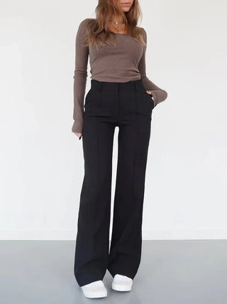 Emryn - Slim Fit Pants with Flared Pipes
