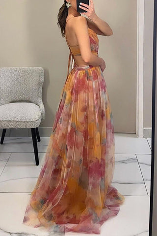 Mabel - Elegant Long Dress with Flower Print