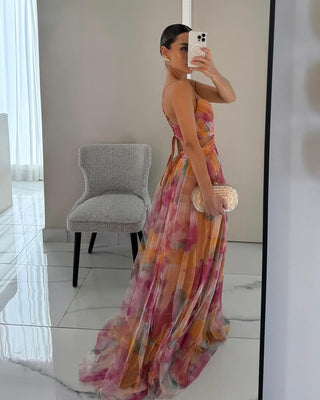 Mabel - Elegant Long Dress with Flower Print