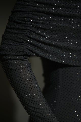 Kendra -  Off Shoulder Glittering Maxi Dress