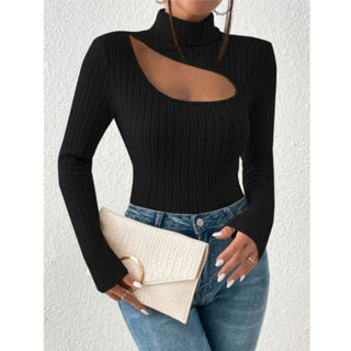 Mae - Classy Turtleneck Top with Open Detail