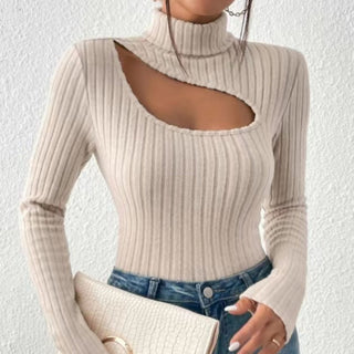 Mae - Classy Turtleneck Top with Open Detail