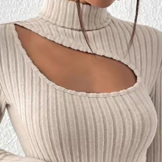 Mae - Classy Turtleneck Top with Open Detail