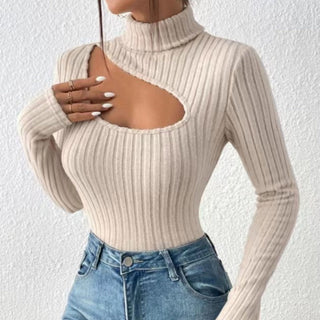 Mae - Classy Turtleneck Top with Open Detail