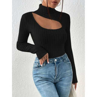 Mae - Classy Turtleneck Top with Open Detail