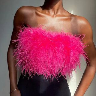 Lennox - Wool Bandeau Top with Feathers
