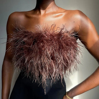 Lennox - Wool Bandeau Top with Feathers