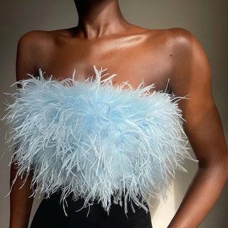 Lennox - Wool Bandeau Top with Feathers