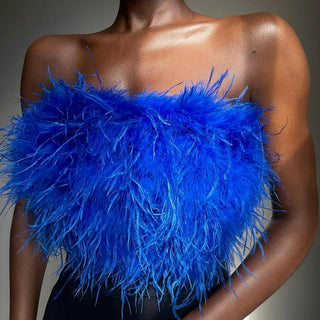 Lennox - Wool Bandeau Top with Feathers