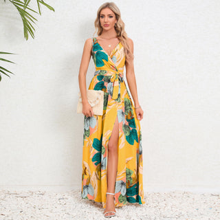 Lila - Elegant Dress with Tropical Print