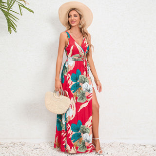 Lila - Elegant Dress with Tropical Print