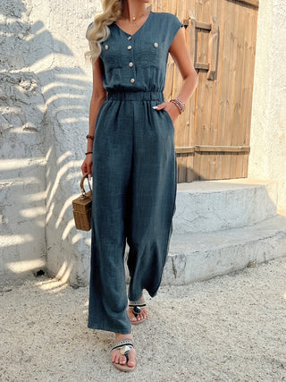 Valerie - Elegant V-Neck Jumpsuit with High Waist