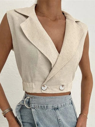 Zahra - Linen Sleeveless Crop Top