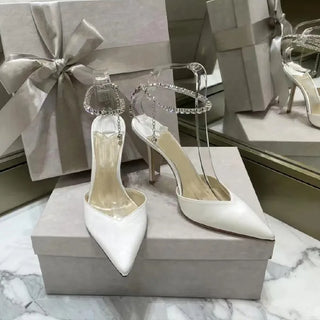 Cataleya - Elegant Satin Heels with Cristal Strap Design