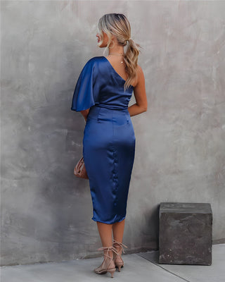 Cecelia - Classy Satin One Shoulder Dress