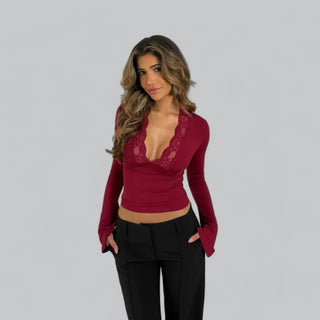 Emery - V-Neck Top with Flared Sleeves