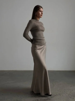 Harlee - Classy Long Satin Skirt