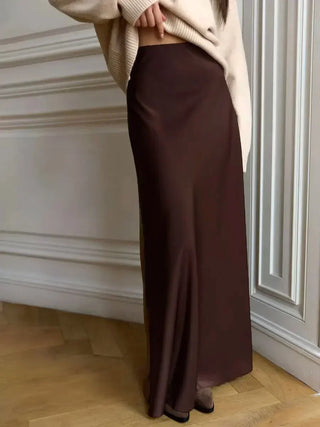 Harlee - Classy Long Satin Skirt