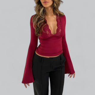 Emery - V-Neck Top with Flared Sleeves