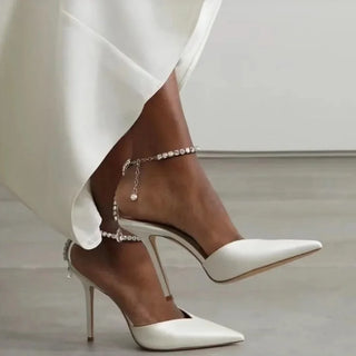 Cataleya - Elegant Satin Heels with Cristal Strap Design
