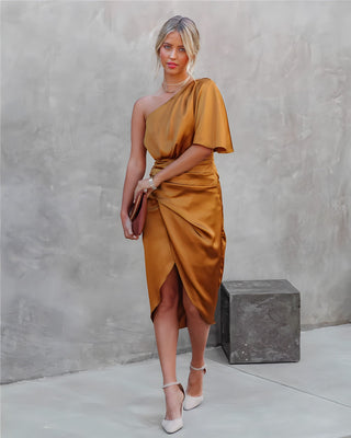 Cecelia - Classy Satin One Shoulder Dress