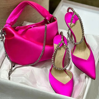 Cataleya - Elegant Satin Heels with Cristal Strap Design