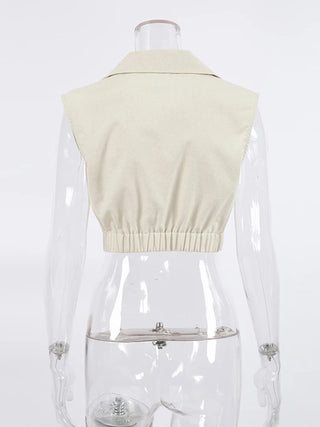 Zahra - Linen Sleeveless Crop Top