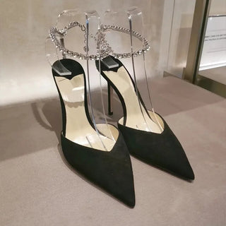 Cataleya - Elegant Satin Heels with Cristal Strap Design