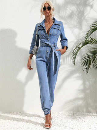 Daisy - Stylish Denim Jumpsuit with Bow