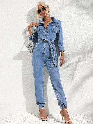 Daisy - Stylish Denim Jumpsuit with Bow