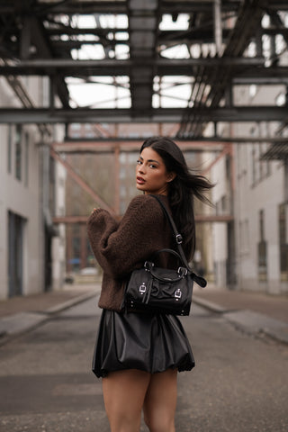 Lucy - Black Handbag with Silver Details