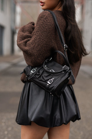 Lucy - Black Handbag with Silver Details