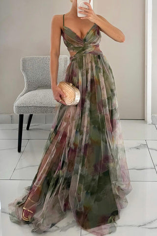 Mabel - Elegant Long Dress with Flower Print