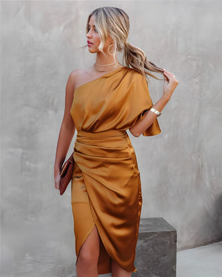 Cecelia - Classy Satin One Shoulder Dress