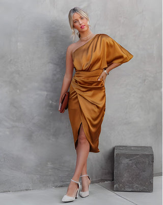 Cecelia - Classy Satin One Shoulder Dress