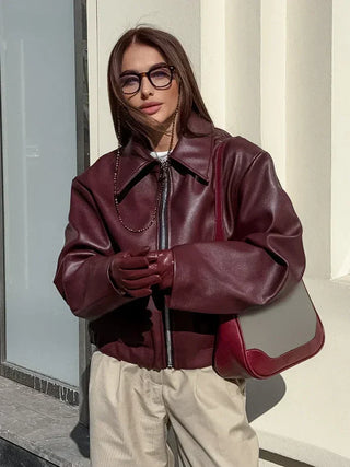 Winona - Stylish Red Leather Jacket